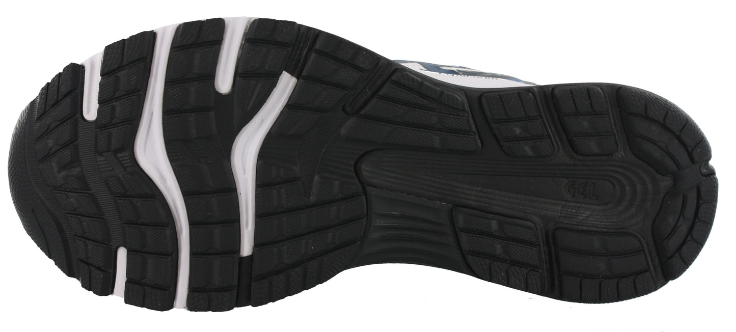 
                  
                    Sole of White with Deep Sapphire accents ASICS Men Walking Trail Cushioned Running Shoes Gel Nimbus 21
                  
                